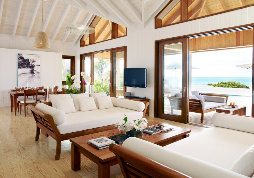 Parrot Cay - view of the living and dining areas