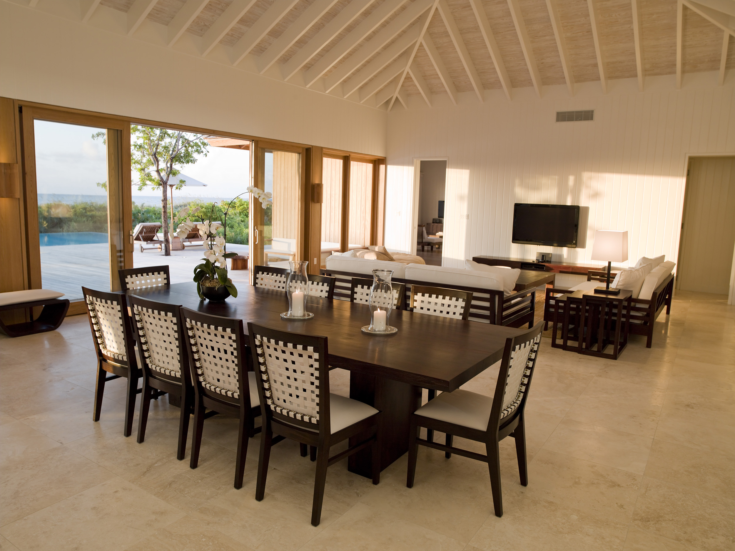 Parrot Cay - view of the dining and living areas